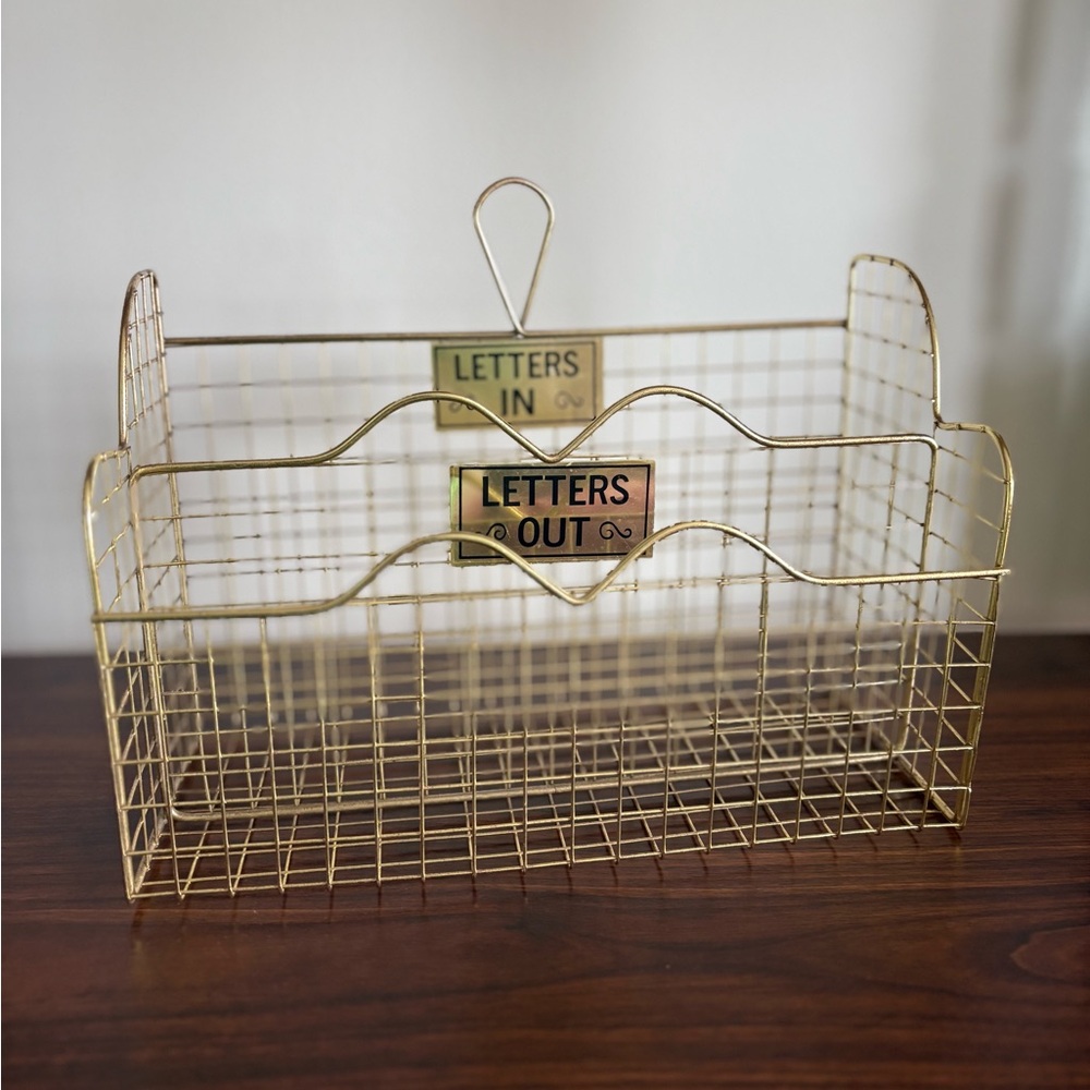 Vintage Gold Wire Letter Organizer